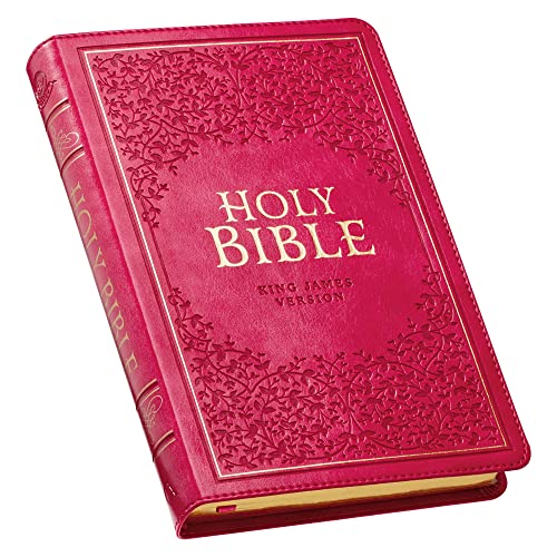 KJV Holy Bible, Standard Size Faux Leather Red Letter Edition - Thumb Index & Ribbon Marker, King James Version, Pink