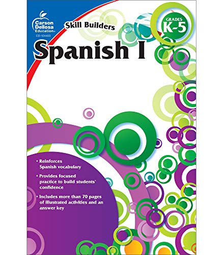 Carson Dellosa – Skill Builders Spanish I Workbook, for Grades K–5, Ages 5–11, 80 Pages With Answer Key