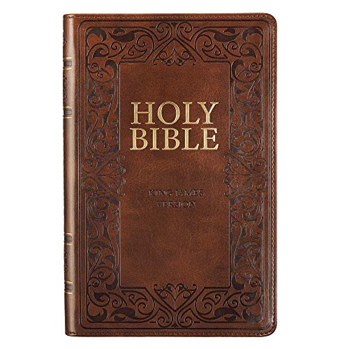 KJV Holy Bible, Standard Bible - Brown Faux Leather Bible w/Ribbon Marker and Thumb Index, Red Letter Edition, King James Version