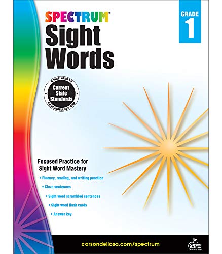 Spectrum Grade 1 Sight Words Workbook—1st Grade State Standards for Reading and Writing Practice With Flash Cards for Homeschool or Classroom (160 pgs)