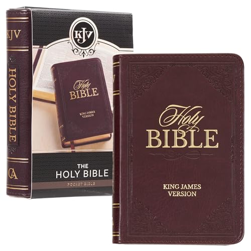 KJV Holy Bible, Mini Pocket Size, Faux Leather Red Letter Edition - Ribbon Marker, King James Version, Burgundy (KJV Pocket Editions)