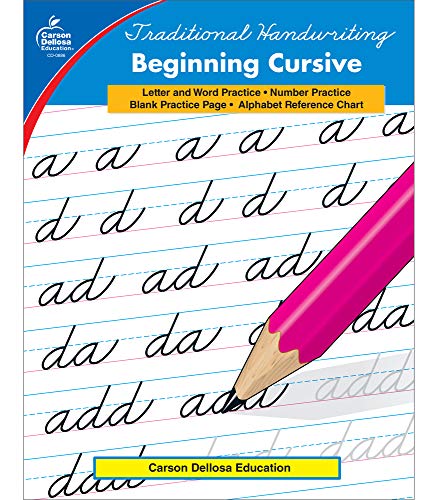 Carson Dellosa Beginning Cursive Workbook Grades 2-5— Letters, Words, Numbers, and Calendar Dates Handwriting Practice for Kids with Alphabet Chart (32 pgs) (Traditional Handwriting)