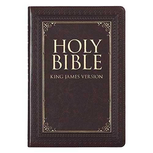 KJV Holy Bible, Thinline Large Print Bible, Brown Faux Leather Bible w/Thumb Index and Ribbon Marker, Red Letter Edition, King James Version