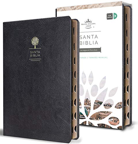 Biblia Reina Valera 1960 letra grande. Símil piel negro, índice, tamaño manual / Spanish Bible RVR 1960. Handy Size, Thumb Index, Large Print, Black Leathe (Spanish Edition)