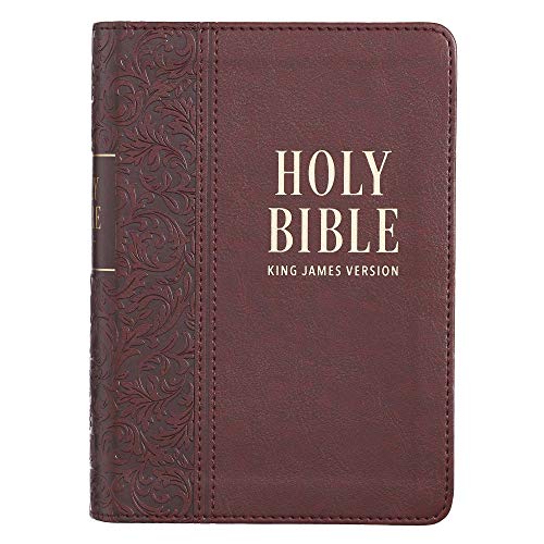 KJV Holy Bible, Large Print Compact Bible - Brown Faux Leather Bible w/Ribbon Marker, Red Letter Edition, King James Version