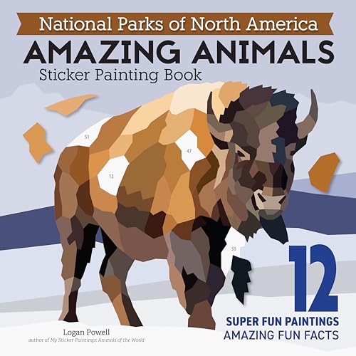 National Parks of North America Amazing Animals Sticker Painting Book: 12 Super Fun Paintings (Design Originals) Bison, Bear, Humpback Whale, Moose, Puffin, and More, with Up to 80 Stickers per Design