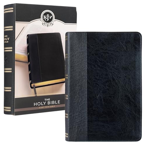 KJV Holy Bible, Giant Print Standard Size Faux Leather Red Letter Edition - Thumb Index & Ribbon Marker, King James Version, Black Two-tone (KJV Standard GP Editions)