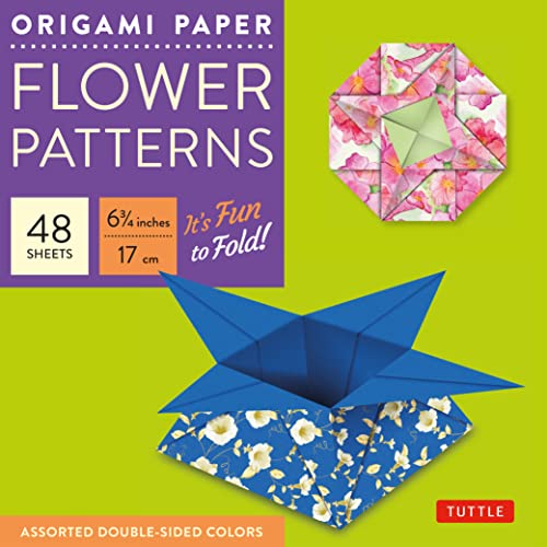 Origami Paper 6 3/4' (17 cm) Flower Patterns 48 Sheets: Tuttle Origami Paper: Double-Side Origami Sheets Printed with 8 Different Designs: Instructions for 6 Projects Included