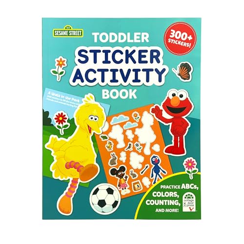 Sesame Street Sticker Activity Book for Toddlers and Preschoolers – 300+ Stickers with ABCs, Numbers, Colors, and Shapes – Fun Early Learning Travel Activity Book