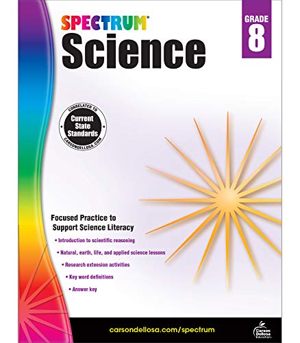 Spectrum 8th Grade Science Workbook—Grade 8 State Standards, Physical, Life, Earth and Space Science, Research Activities With Answer Key for Homeschool or Classroom (176 pgs)