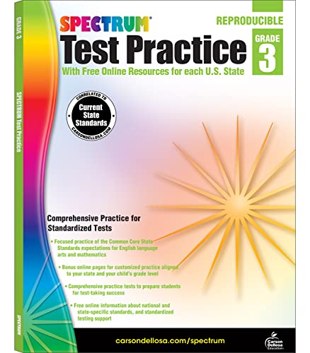 Spectrum Test Practice 3rd Grade Workbooks, Math, Language Arts, and Reading Comprehension Grade 3 Reproducible Book for Standardized Test Practice, 3rd Grade Workbooks All Subjects Ages 8-9