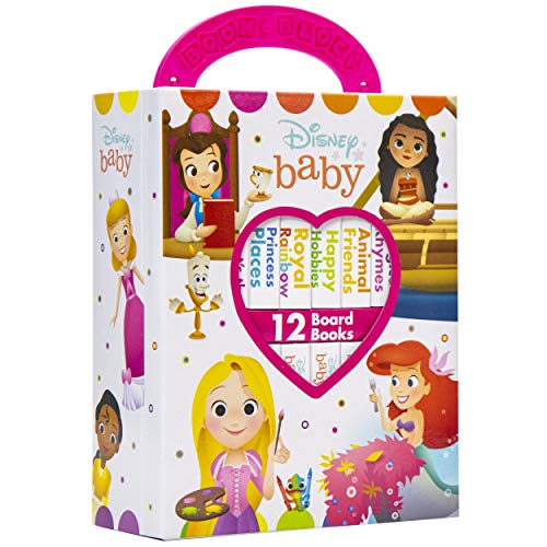 Disney Baby Princess Cinderella, Belle, Ariel, and More! - My First Library Board Book Block 12 Book Set - PI Kids