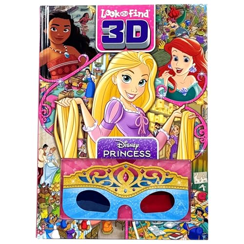 Disney Princess, Moana, Airiel, Rapunzel, and More! - 3D Look and Find Activity Book! - Tiara 3D Glasses Included! - PI Kids