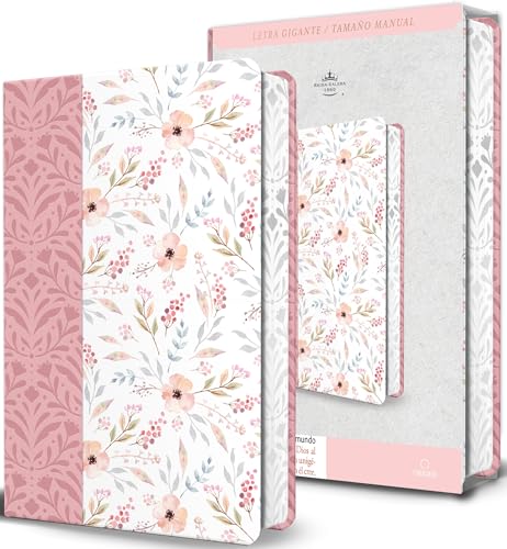 Biblia RVR 1960 Letra gigante, símil piel rosada con flores (Edición cantos pintados / Spanish Bible RVR 1960 Giant Print Handy Size Leathersoft Pink floral (Spanish Edition)