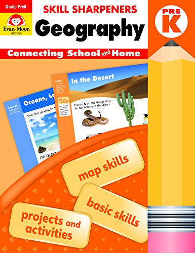 Evan-Moor Skill Sharpeners: Geography Grade Pre-K Student Edition Supplemental and Home Enrichment Workbook, Map Concepts