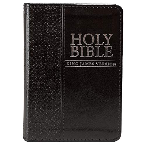 KJV Holy Bible, Mini Pocket Bible, Black Faux Leather Bible w/Ribbon Marker, Red Letter Edition, King James Version