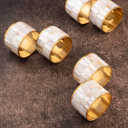 Guari Kholi: Serena White Pearl Napkin Rings, Set of 6