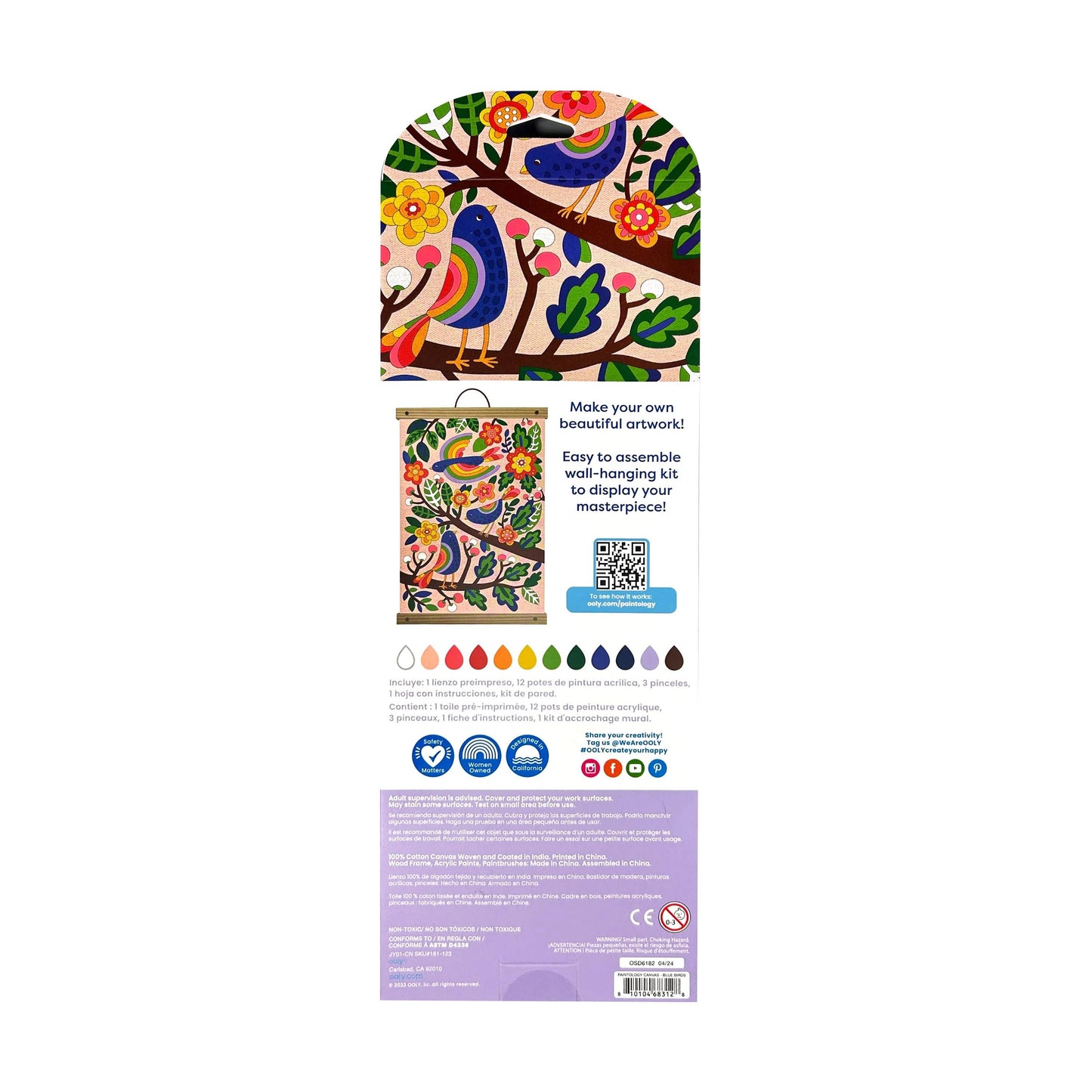 OOLY: Paintology Paint By Number Canvas Kit - Blue Birds 25 PC Set