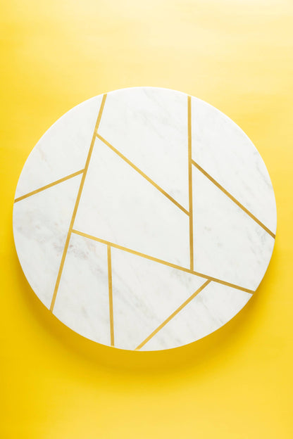 Gauri Kohli: Infinia Marble Lazy Susan - 16" x 16" X 2"