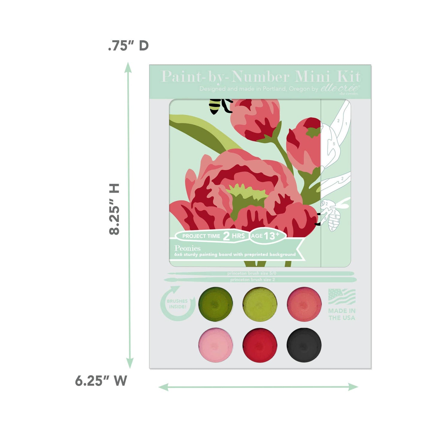 Elle Crée (She Creates): Peonies MINI Paint-by-Number Kit