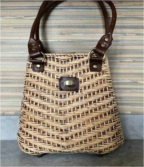 The Winding Road: Rattan Handbag with leather elbow strap