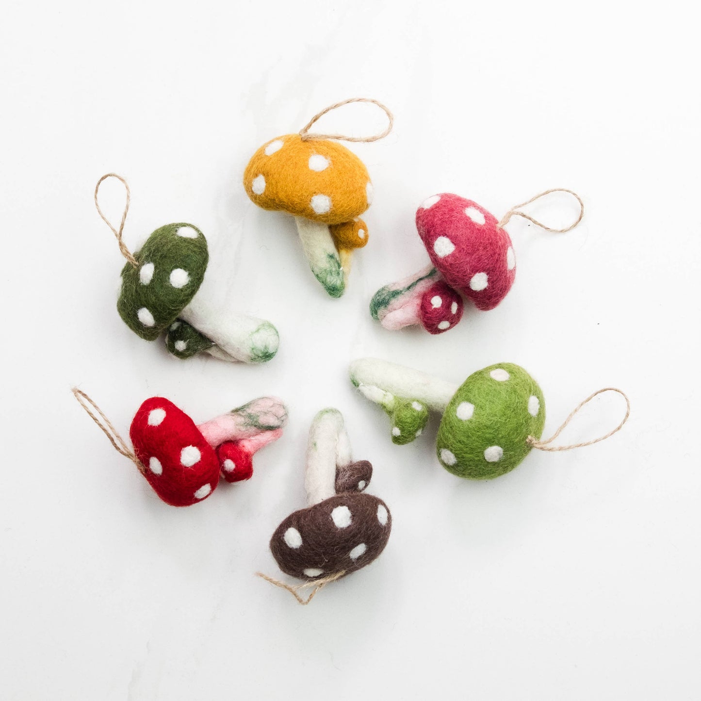 The Winding Road: Felt Mushroom Ornaments  6 Assorted