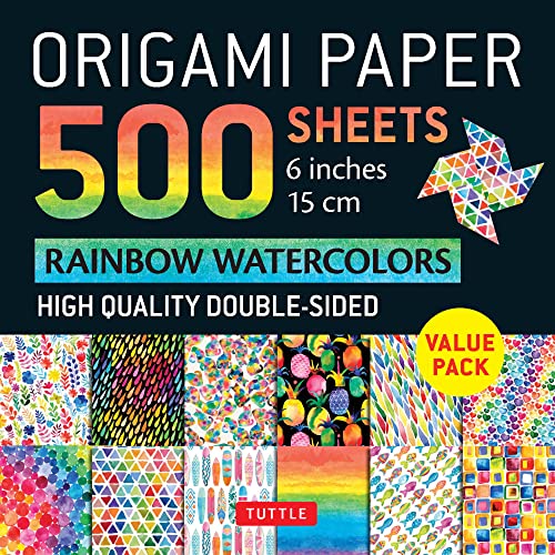 Origami Paper 500 sheets Rainbow Watercolors 6' (15 cm): Tuttle Origami Paper: Double-Sided Origami Sheets Printed with 12 Different Designs (Instructions for 5 Projects Included)