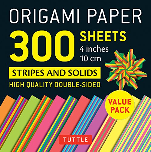 Origami Paper 300 sheets Stripes and Solids 4' (10 cm): Tuttle Origami Paper: High-Quality Double-Sided Origami Sheets Printed with 12 Different Designs