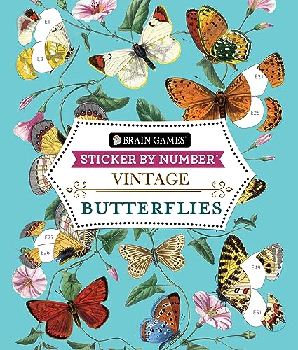 Brain Games - Sticker by Number - Vintage: Butterflies