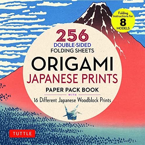 Origami Japanese Prints Paper Pack Book: 256 Double-Sided Folding Sheets with 16 Different Japanese Woodblock Prints with solid colors on the back (Includes Instructions for 8 Models)