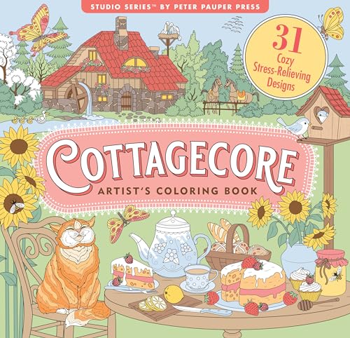 Cottagecore Adult Coloring Book (31 stress-relieving designs)