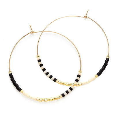 Amano Studio: Japanese Seed Bead Hoops - Bone & Black