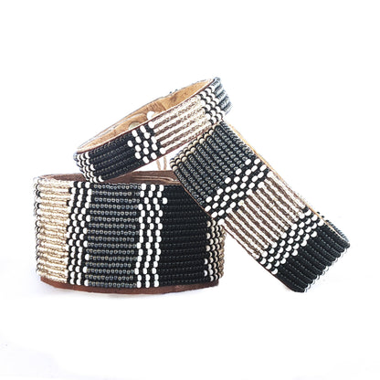 Swahili Coast: Small Atlas Twilight Beaded Leather Cuff