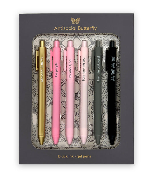 SNIFTY: ANTISOCIAL BUTTERFLY  QUOTABLE GEL PEN SET