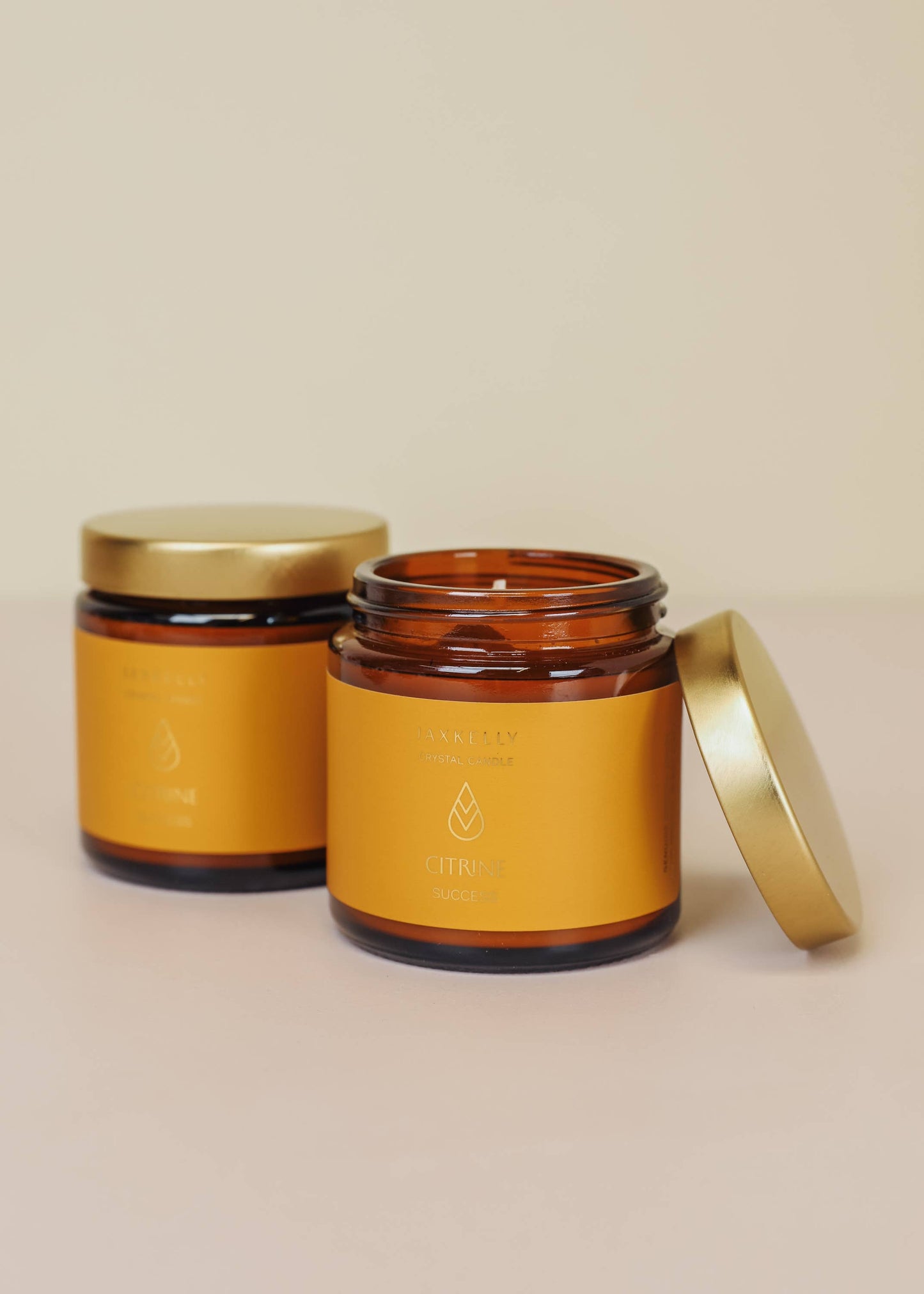 JaxKelly: 4oz Amber Crystal Candles - Citrine - Success