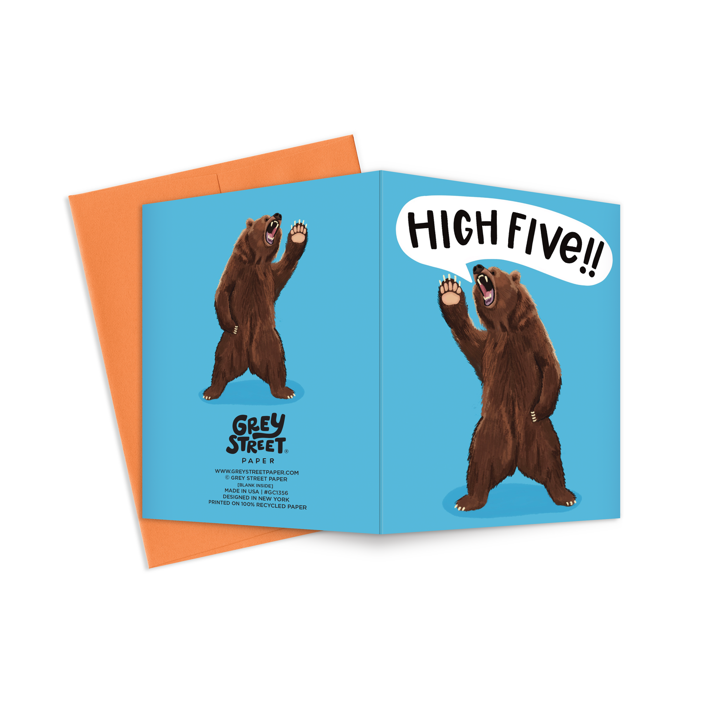 Grey Street Paper: Bear High Five Congratulations Greeting Card