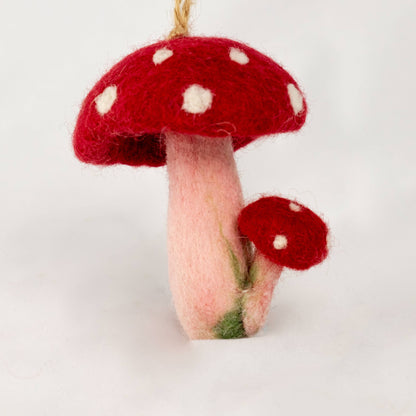 The Winding Road: Felt Spotted Mushroom Ornament