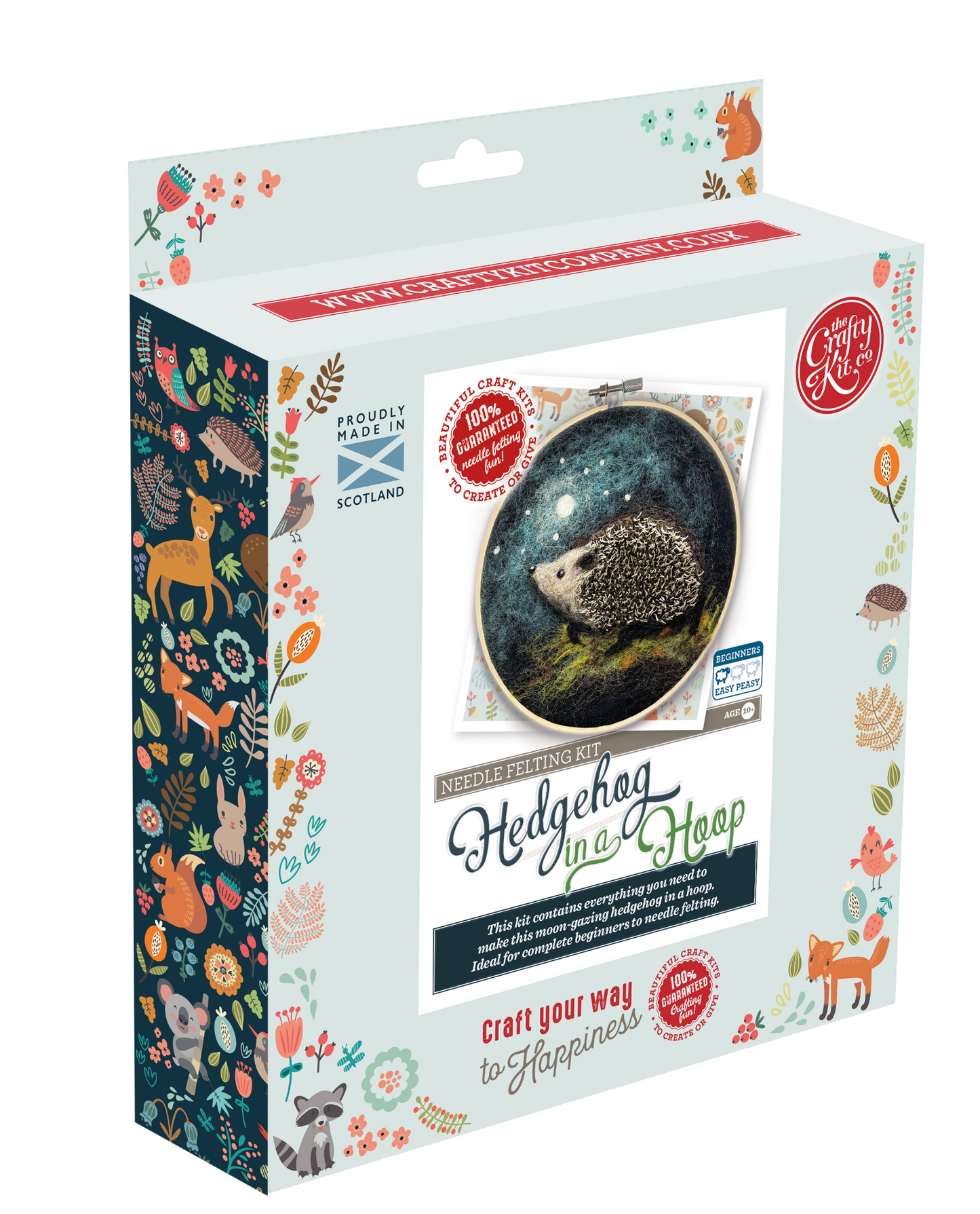 The Crafty Kit Company: Hedgehog in a Hoop Needle Felting Craft Kit