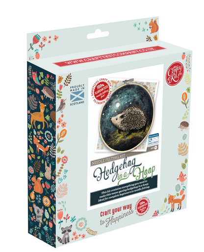 The Crafty Kit Company: Hedgehog in a Hoop Needle Felting Craft Kit