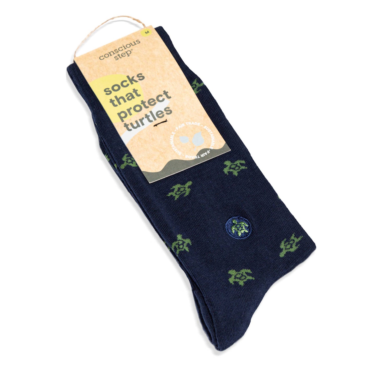 Conscious Step: Socks that Protect Turtles (Navy Turtles)