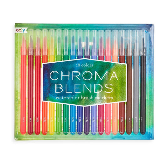 OOLY: Chroma Blends Watercolor Brush Markers- Set of 18