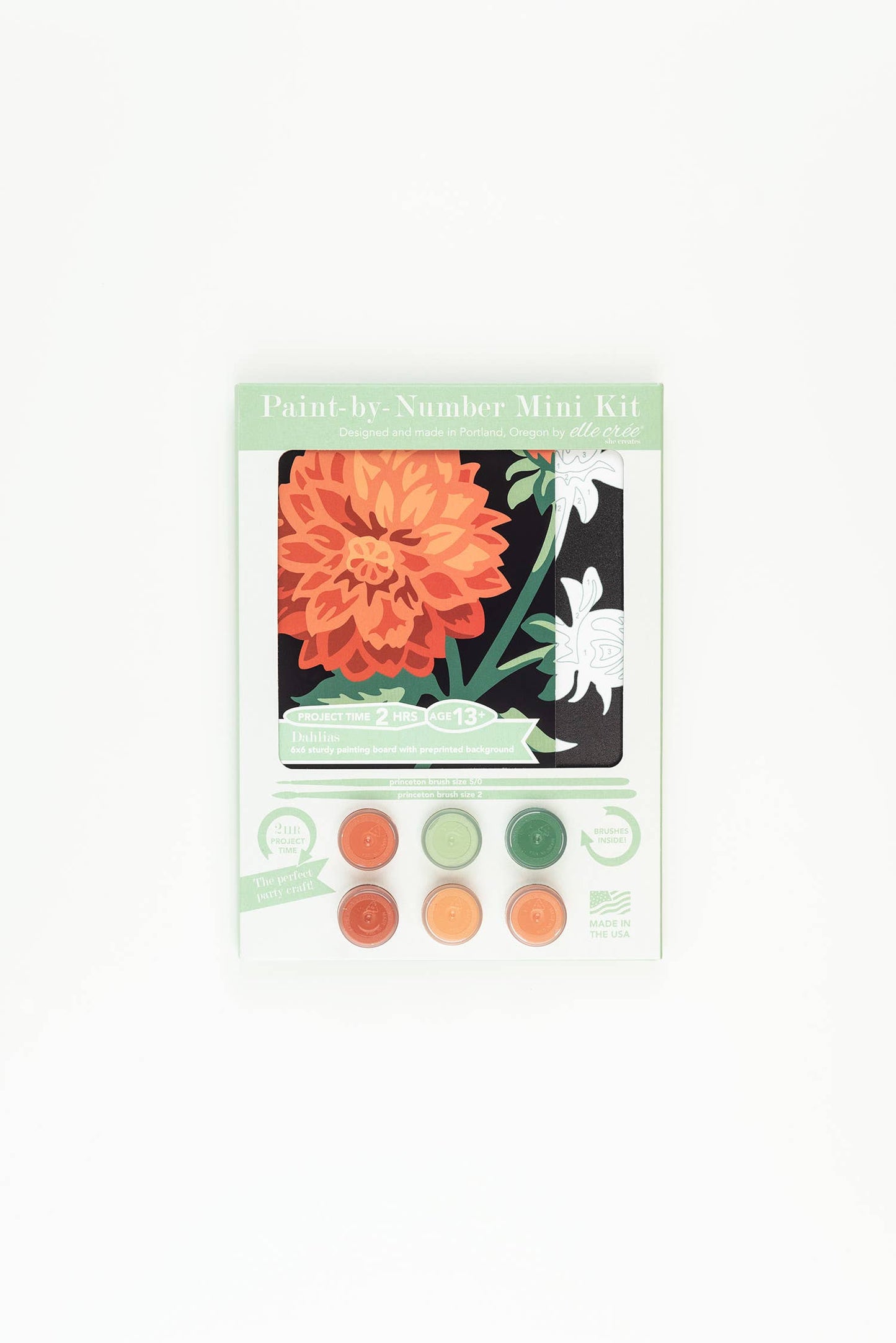 Elle Crée (She Creates): Dahlias MINI Paint-by-Number Kit