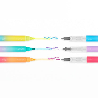 OOLY: Writer's Duo Double-Ended Fountain Pens + Highlighters (Set)