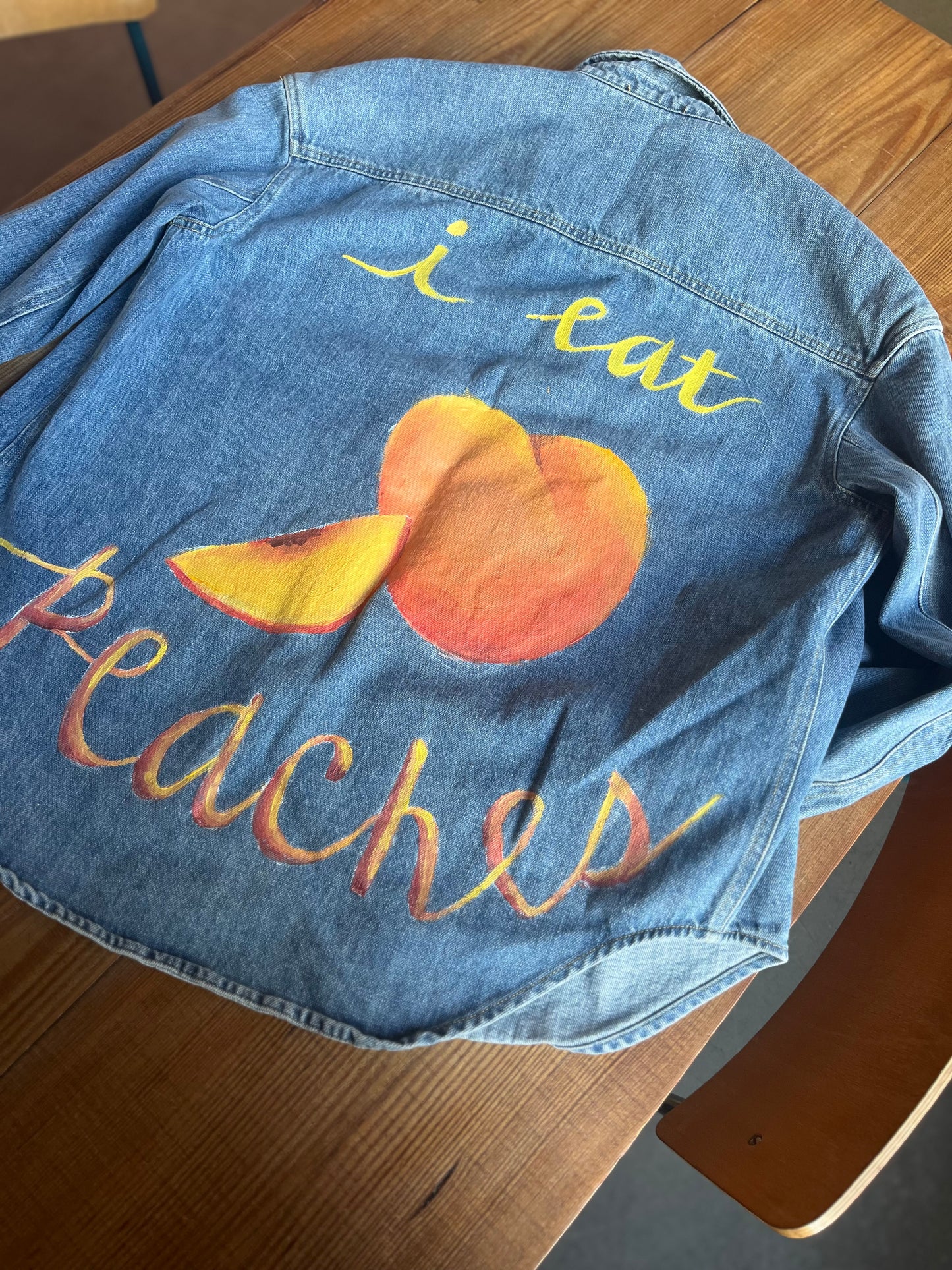 PRIDE DENIM JACKET “I EAT PEACHES”