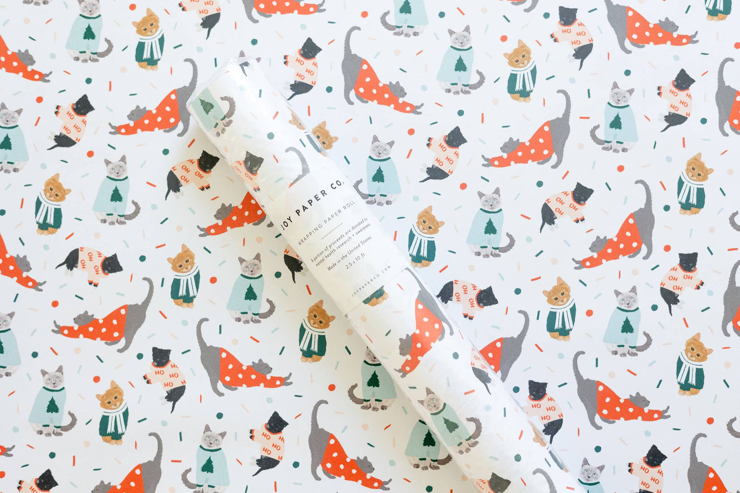 Joy Paper Co.:  Holiday Cats Wrapping Paper Continuous Roll