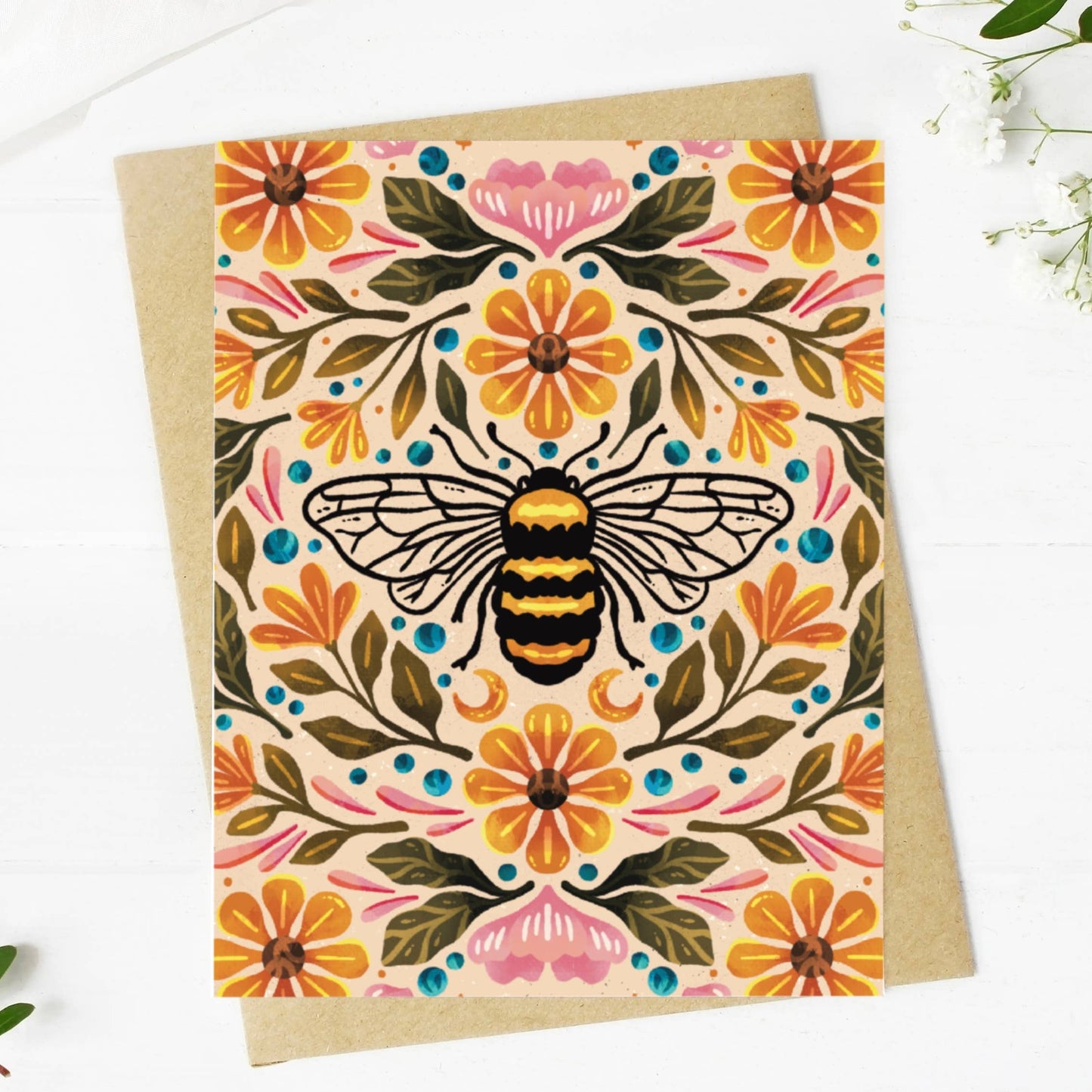 Big Moods: Bee & Floral Greeting Card