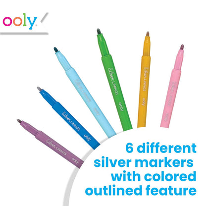 OOLY: Silver Linings Outline Markers - Set of 6