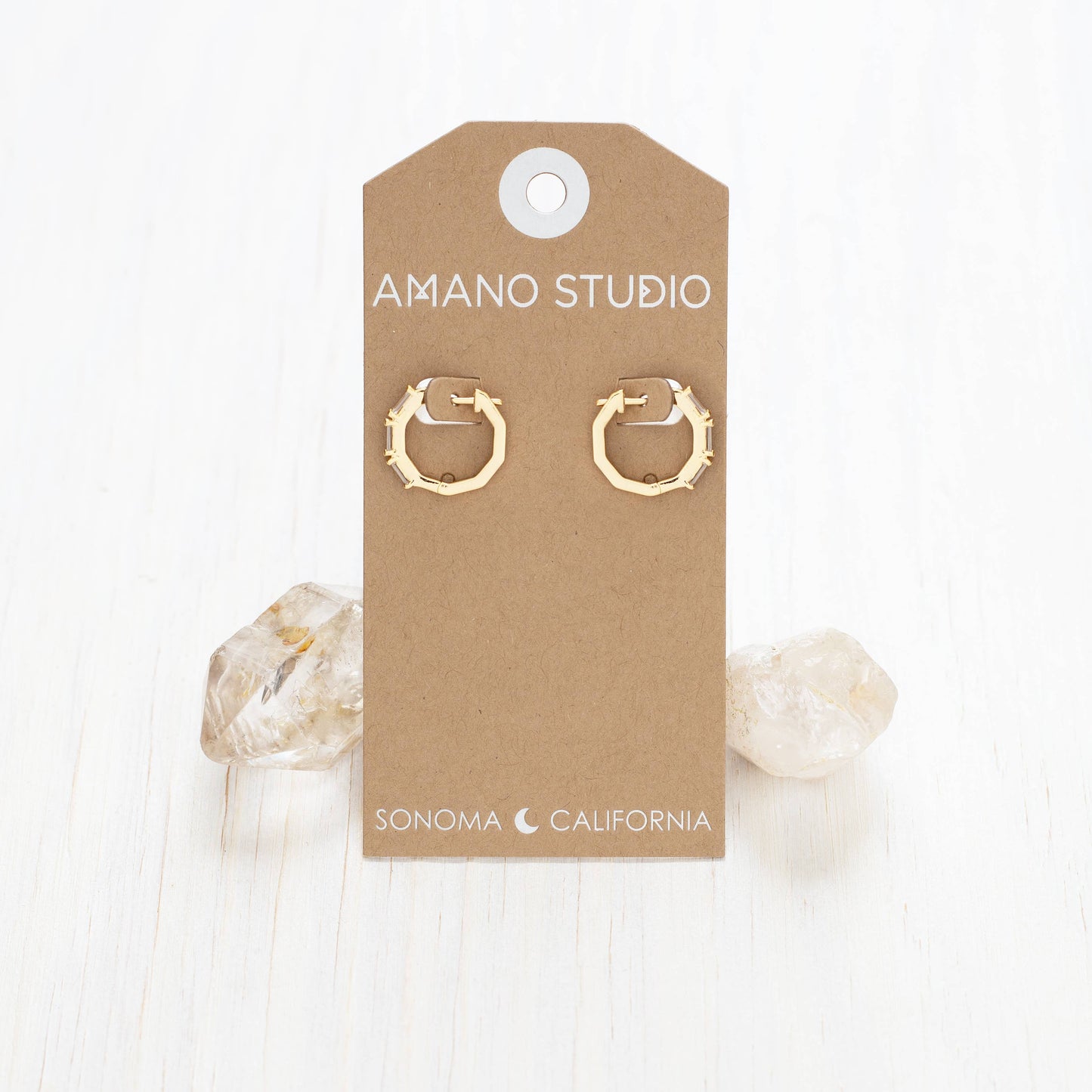 Amano Studio:  Baguette Hoop Crystal Earrings