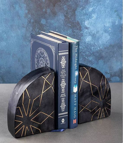 Guari Kholi: Enchant Black Marble Bookends, Set of 2