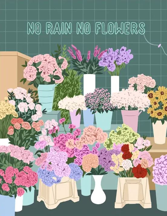 JIGGY: Puzzle & Glue Kit: No Rain No Flowers (450 pc)